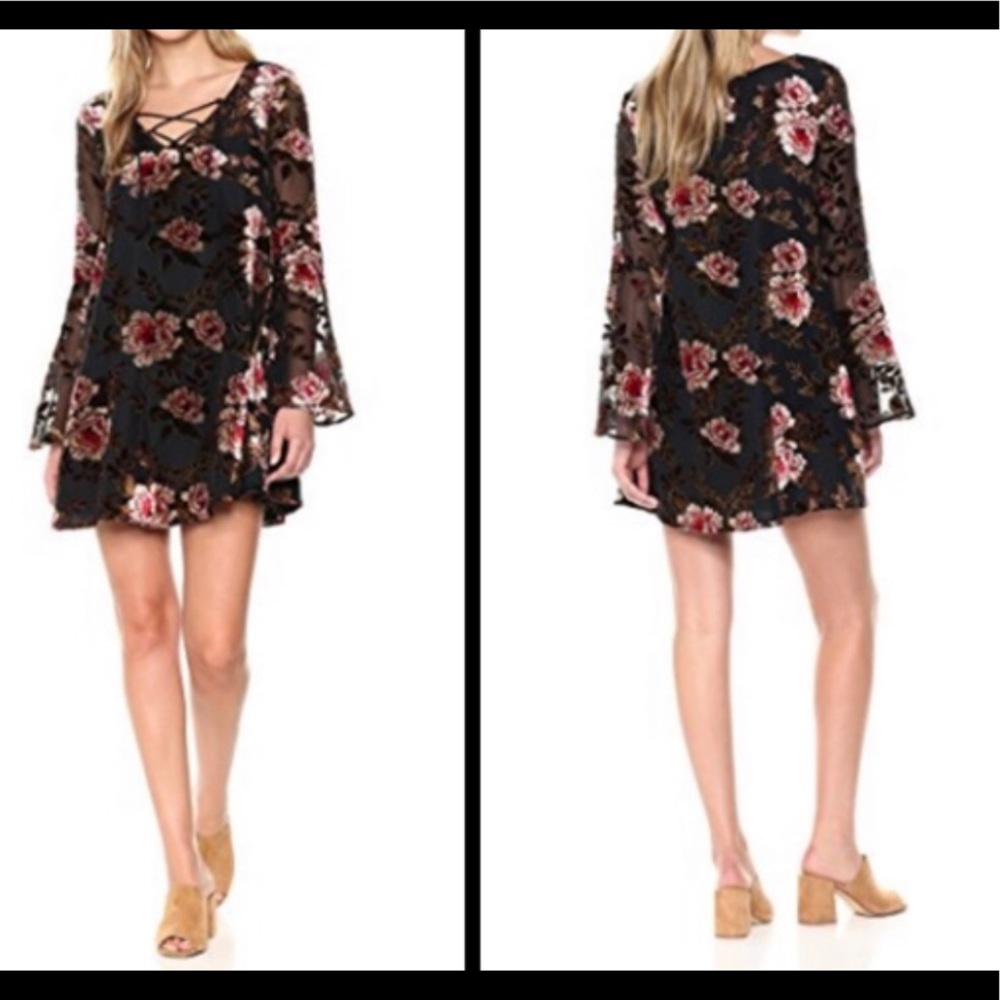 Cupscakes and Cashmere Velvet Floral mini dress